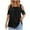 Black, variant on Uaswgudfs Womens Plus Size Summer Cold Shoulder Loose Tops Fashion Casual Short Sleeve Scoop Neck Pleated T Shirts Blouse