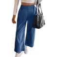 thumbnail image 2 of Elastic High Waisted Women Casual Baggy Wide Leg Jeans Long Loose Denim Pants, 2 of 5