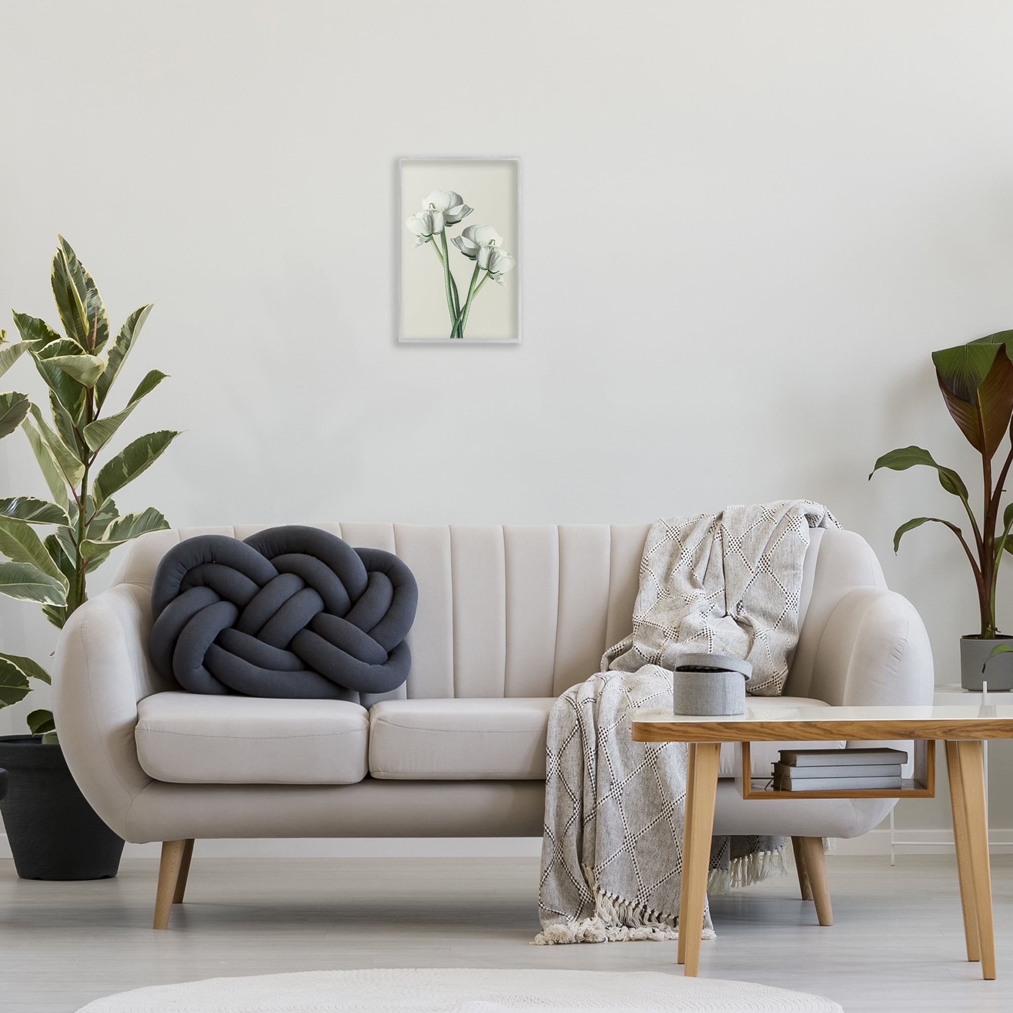 Stupell Industries White Flower Bundle Botanical & Floral Photography Gray Framed Art Print Wall Art, 12 x 18