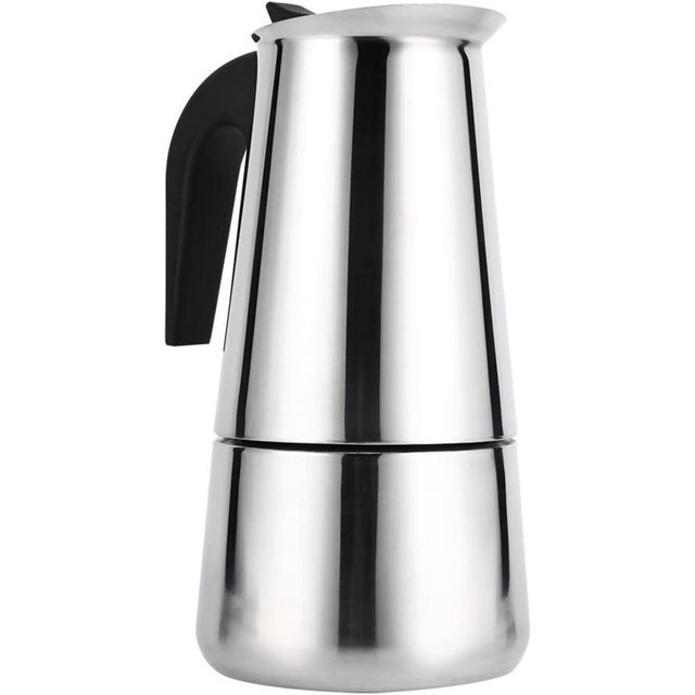 Cafetera italiana con filtro de acero inoxidable Cafetera moka plateada 450