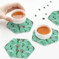 thumbnail image 4 of Leather Coasters with Heat-resistant for Drinks, Saffron Greenery -标题2 Hexagon, 4 of 5