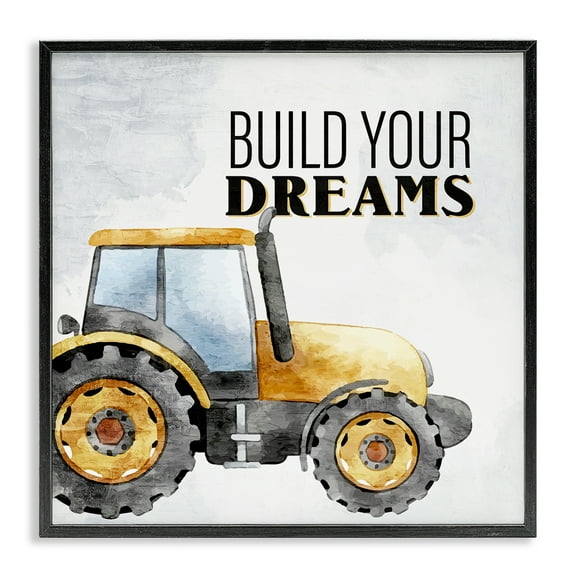 Stupell Industries Build Your Dreams Phrase Transportation Painting Black Framed Art Print Wall Art, 12 x 12