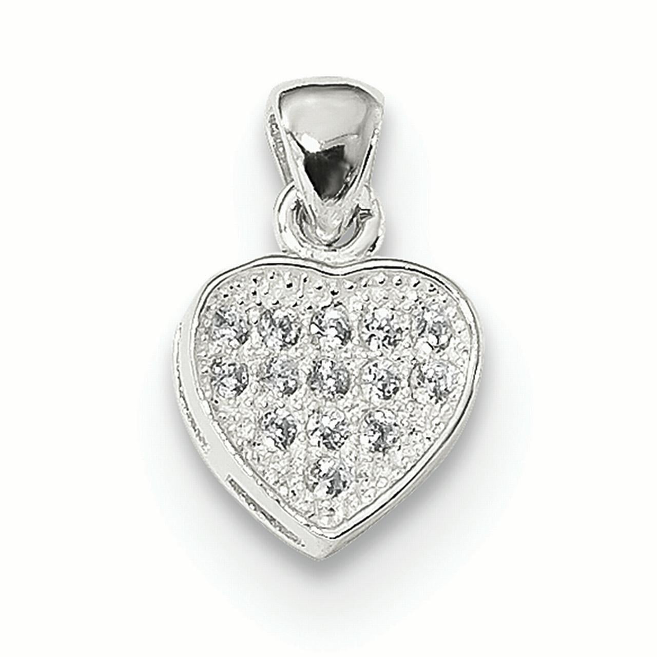 Jewelry Best Seller Sterling Silver Polished CZ Heart Chain Slide Pendant