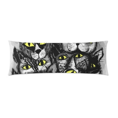 Mkhert Cats Body Pillowcase Pillow Protector Cushion Cover 20x60