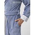 thumbnail image 3 of Men's Coral Fleece Robe Full Length Lounge Shawl Bathrobe with 2 Pockets, 3 of 7