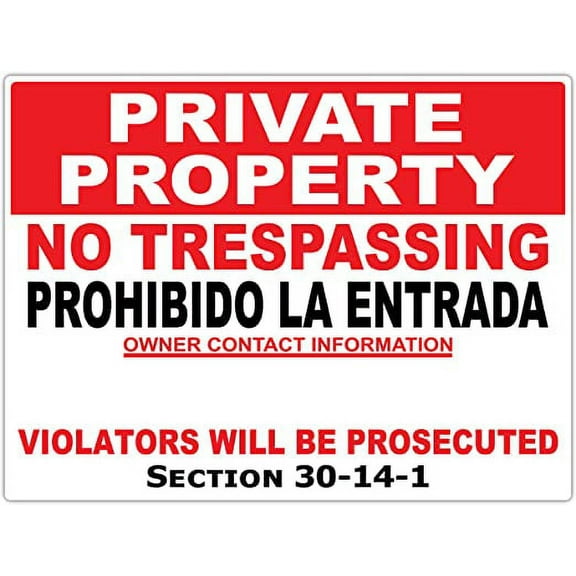 All 50 State Laws Compliant Enforceable NO TRESPASSING Private Property Signs Prohibido La Entrada | 18" x 24" Heavy Duty Composite Di-Bond Aluminum (New Mexico)