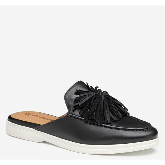 Johnston & Murphy Women's Darlene Fringed Mule Black Glove Leather - 78-14867