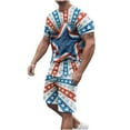thumbnail image 3 of VBTAPA 4th of July Outfits for Men 2 Piece American Flag Print Shirt and Shorts Set Independence Day Patriotic Tracksuits Summer Casual Sport Suit Red M, 3 of 6