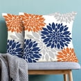 thumbnail image 2 of Navy Blue Burnt Orange Pillow Covers 16x16 Inch 2 Pcs, Fall Colored Geometric Dahlia Decorative Throw Pillows,Rust Flower Outdoor Decor Pillowcase Linen Square Cushion Cover Gift for Couch Car, 2 of 6