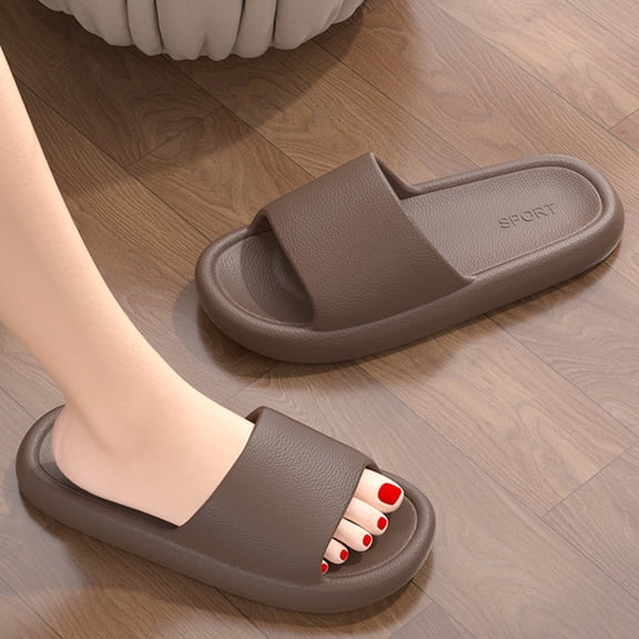 Miluxas Slippers for Couple Non Slip Cushioned Thick Sole Slides Quick Drying Bathroom Sandals Coffee 10-10.5(44)