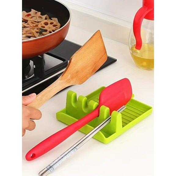 1pc Multi-functional Silicone Pot Cover, Spoon & Spatula Rest Holder