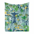 thumbnail image 1 of Carnival Soft Flannel Fleece Throw Blanket, Traditional Items in Colors of Brazil Symbolic, Cozy Plush for Indoor and Outdoor Use, 50" x 60", Fern Green Dark Sky Blue, by Ambesonne, 1 of 6