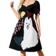 thumbnail image 2 of Happy Spitz Dog & Sakura - Estilo artístico de corte de papel Kirie japonés (negro) Vestido de manga corta vestido de verano para mujer 2025, 2 of 7