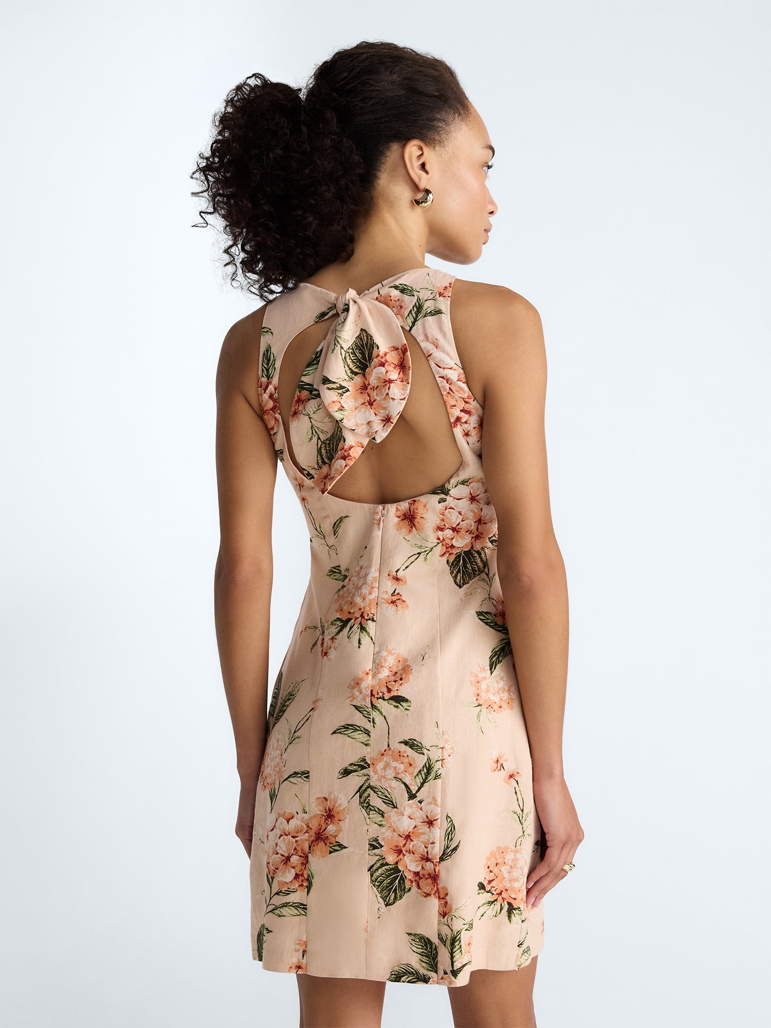Scoop Women's and Women’s Plus Tie Back Mini Dress, Sizes 0-26W