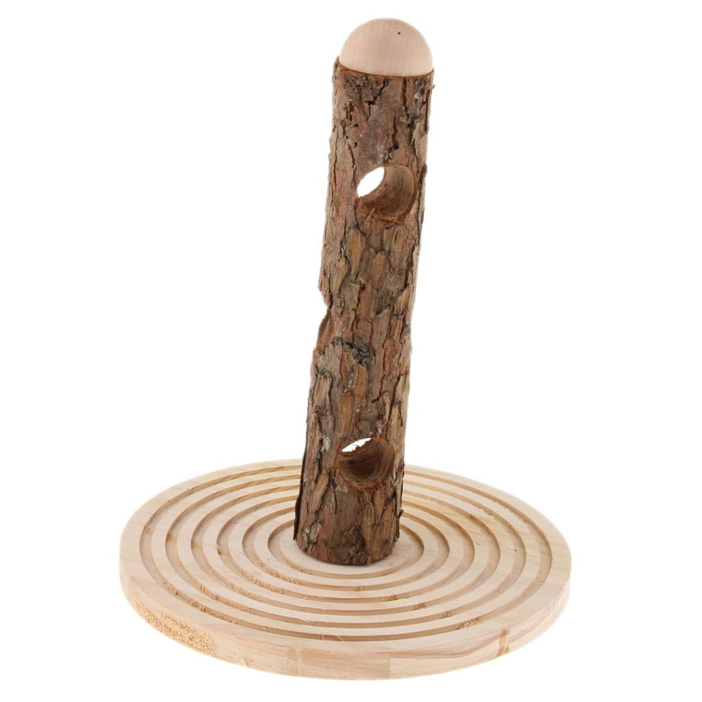 Natural Wooden Hay Feeder, Feeder Pet Vertical Pole Stick Manger Holder, Food For Guinea , Chinchilla