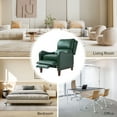 thumbnail image 5 of Genuine Leather Recliner Chair Push Back Wingback with Nailhead Trim for Living Room Bedroom Green, 5 of 10