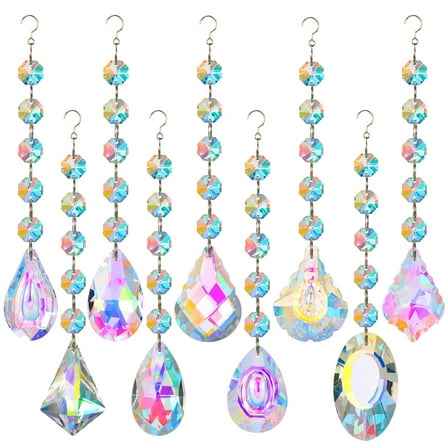 Abaima Sun Catchers with Crystals,9 Pcs Crystal Suncatcher Prism Hanging for Ornaments Home Garden Office Decoration