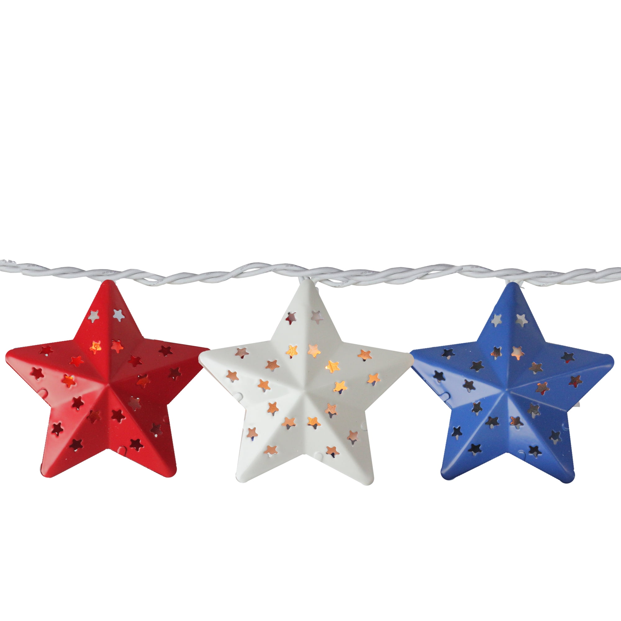 10Count Red and Blue Fourth of July Star String Light Set, 7.25ft