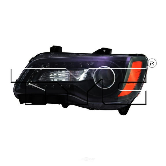 TYC Halogen Headlight for 12-14 Chrysler 300 w/LED DRL Black Bezel Left Driver Fits 2014 Chrysler 300
