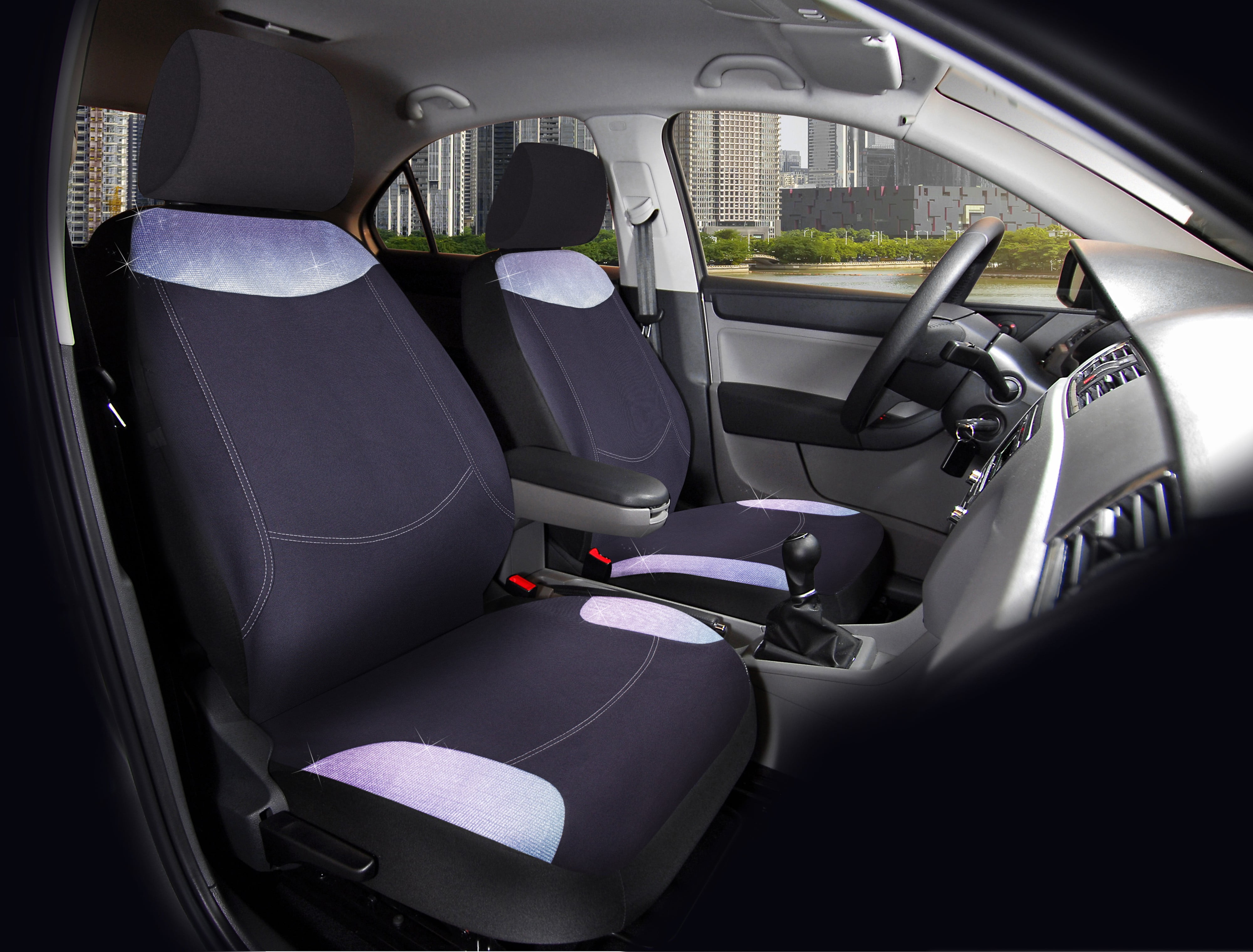 Auto Drive 5 Piece Seat Cover Kit Checker Diamond Black Polyester, Universal Fit, 2202SC253