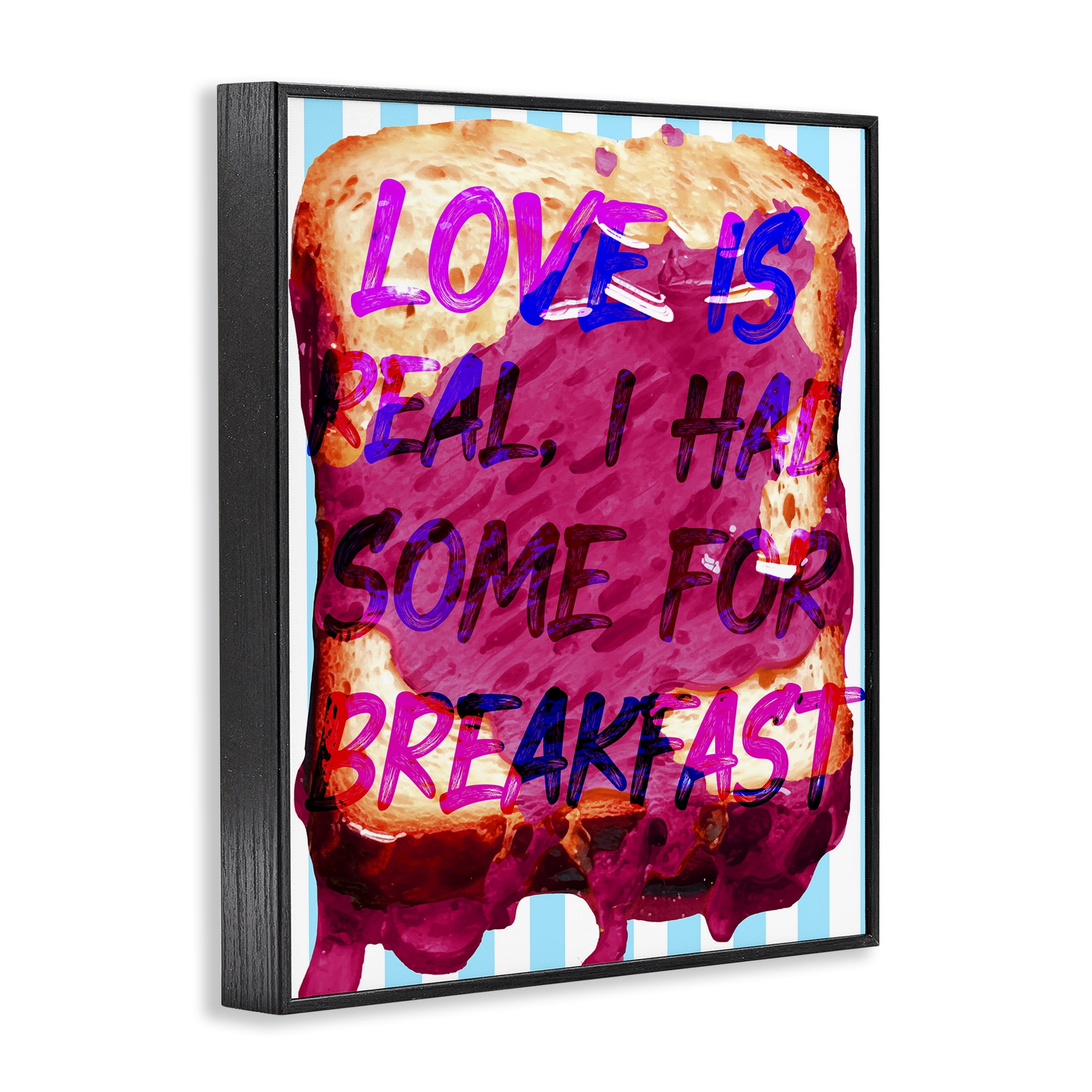 Stupell Industries Love Is Real Breakfast Food & Beverage Painting Black Framed Art Print Wall Art, 11 x 14