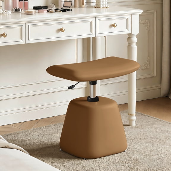 HDHNBA Modern Height Adjustable Upholstered Small Ottoman Footrest with Padded Seat, Brown