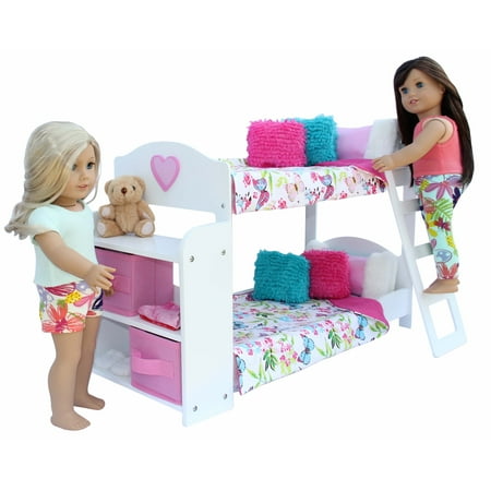 20 pc. bedroom set for 18 inch american girl doll. includes: bunk