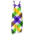 thumbnail image 3 of Fgvctg Mardi Gras Jumpsuits for Women Wide Leg Pant Carnival Party Spaghetti Straps Adjustable Mask Print Jumpsuits Sleeveless Bib Overalls Sprimg Romper Clothes With Pockets Multicolor XXL, 3 of 3
