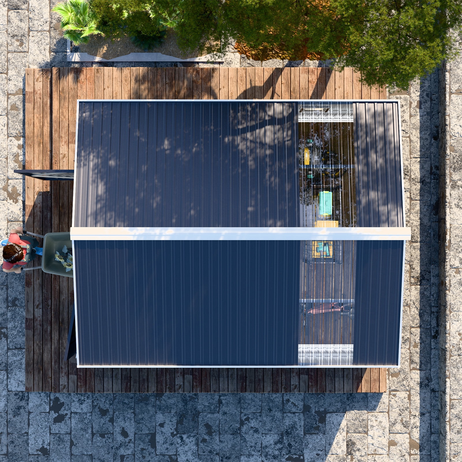 JULY'S SONG 10X12FT Outdoor Storage Shed, Metal Shed with 2 windows & Lockable doors for Lawn, Gray