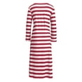 thumbnail image 4 of Blczomt Midi Dress Women Long Sleeve Striped Red Casual A Line Color Block Loose Fit V Neck Dress, 4 of 5