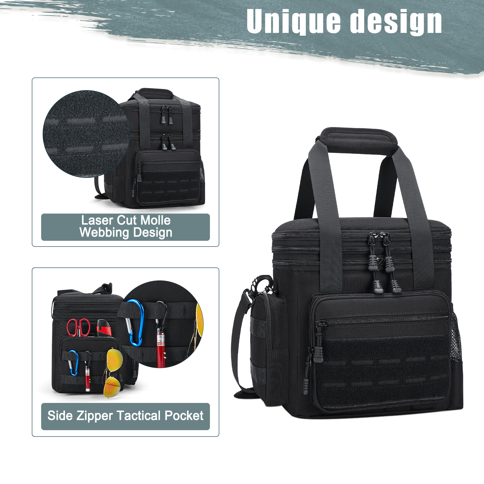 Holuxer Insulated Tactical Lunch Box, Black photo 6