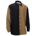 thumbnail image 2 of Men's Color Block Shirts Long Sleeve Button Down Shirt Loose Fit Spring Fall Casual Comfy Tops Gold L, 2 of 7
