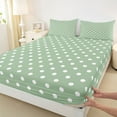thumbnail image 3 of Manfei Polka Dots Boy Girl Full Size Sheets 4-Piece,Vintage Aesthetic Breathable Bed Sheets,Green White Lightweight Sheet Sets,Microfiber Bedroom Decor, 3 of 7