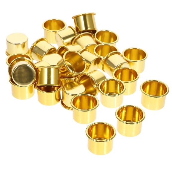 Soimiss 30Pcs Golden Aluminum Candlestick Holder Cups for Candle Making and Home Decor