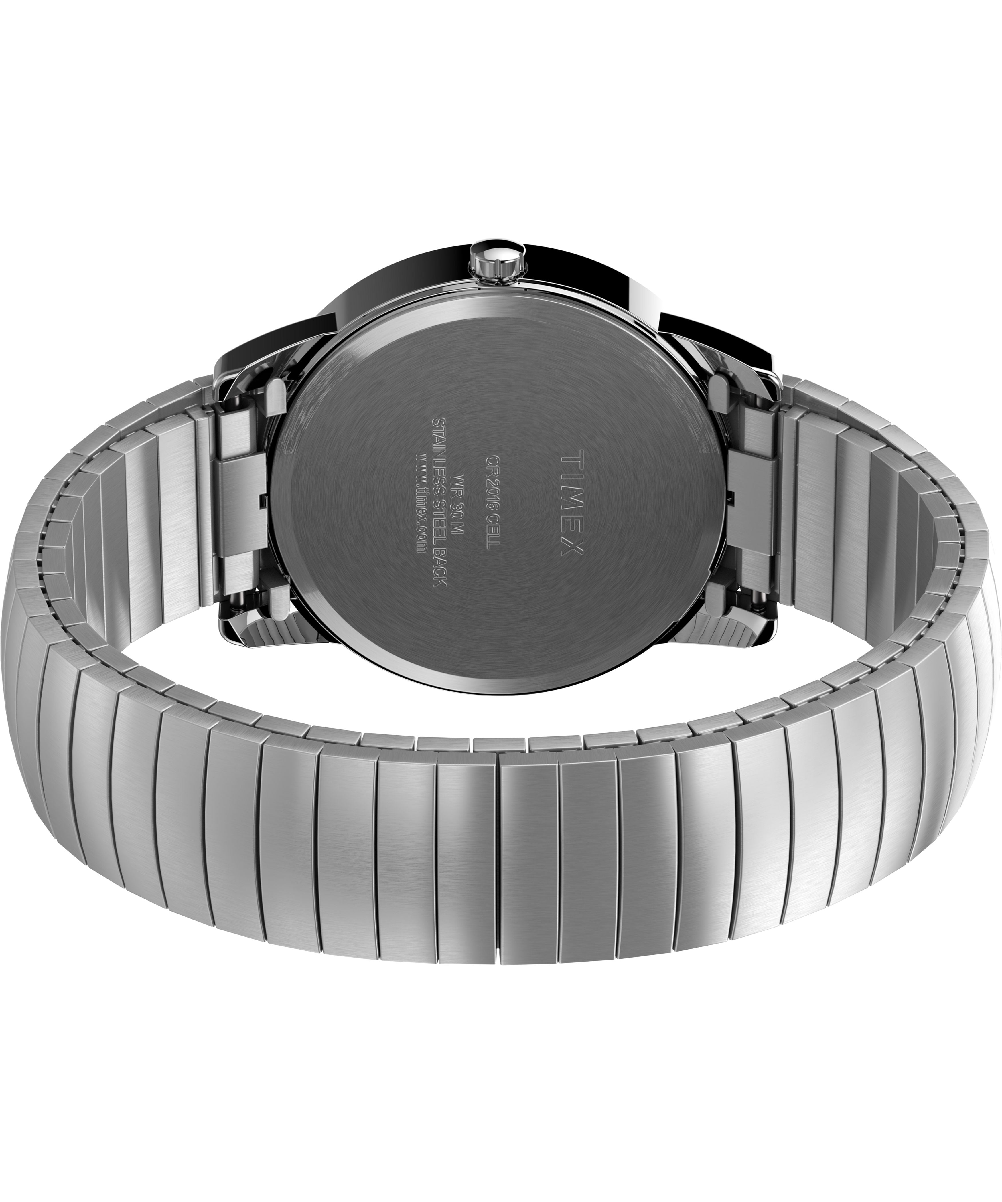 Timex Men's Easy Reader Date Silver/White 35mm Casual Watch, Tapered Expansion Band