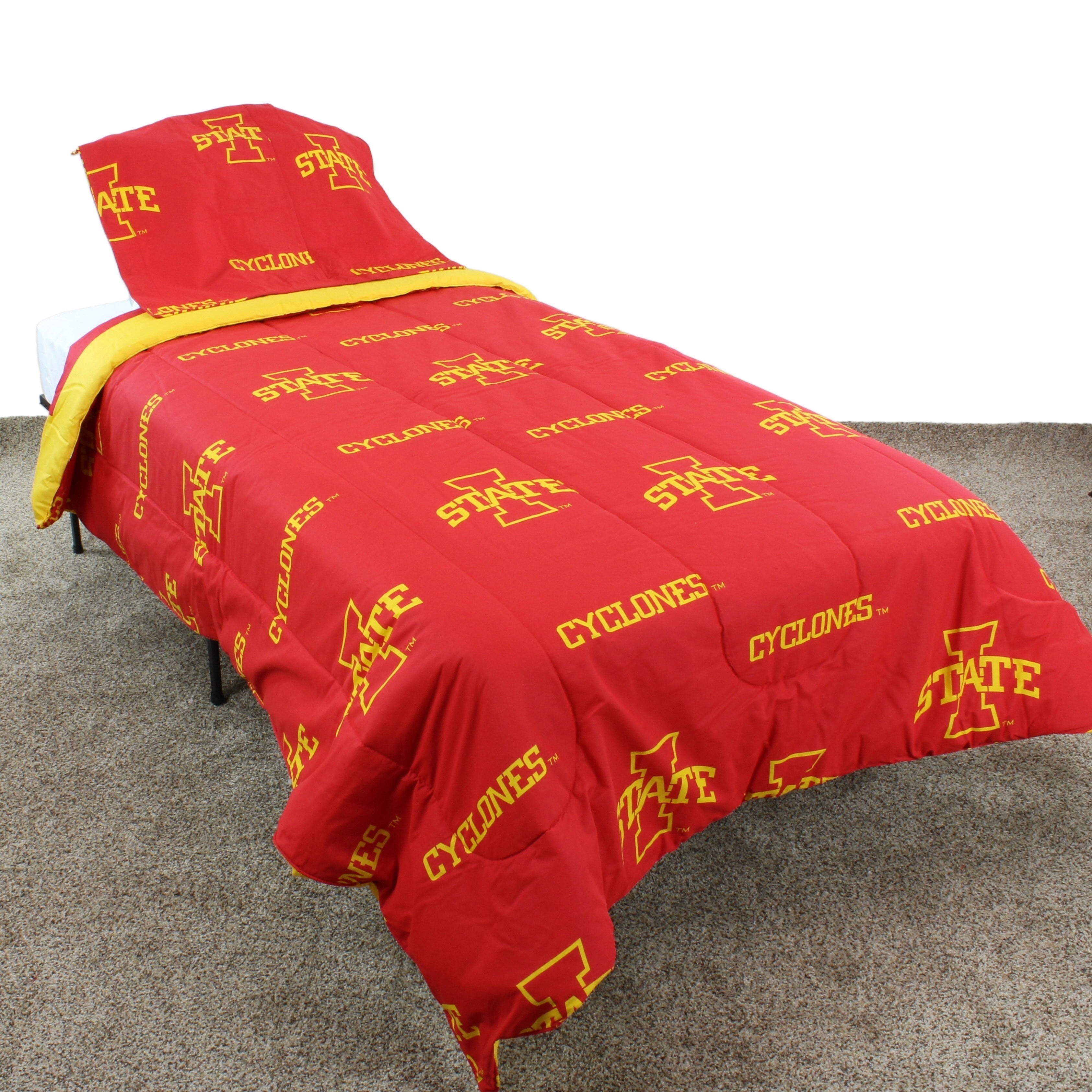 Iowa State Cyclones 2 Pc Reversible Cotton Comforter Set, 1 Comforter, 1 Sham, Twin