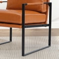 thumbnail image 5 of Bonzy Home Modern Armchair with Metal Frame,Leather Arm Chair Plush Upholstered Accent Chair for Living Room, Bedroom, or Office(Max 300lbs,Orange), 5 of 11