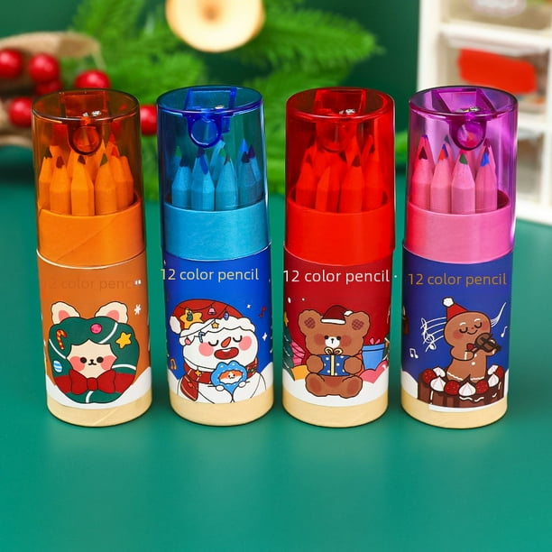 Lápiz de color de 12 colores para pintar con dibujos animados para niños, regalo de Navidad