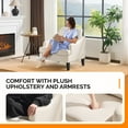 thumbnail image 3 of Ktaxon Modern Accent Chair, Linen Single Sofa with Wood Legs, Reading Armchair for Living Room, Bedroom, Office Beige, 3 of 9