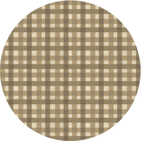 Ahgly Company Machine Washable Indoor Round Transitional Brown Area Rugs, 5' Round