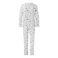 thumbnail image 5 of WCJM Adult Women Daily Relax Sets Printed Long Sleeve Top and Comfort Everyday Trousers Grey Long Sleeve Crew Neck Pajama Sets, 5 of 7