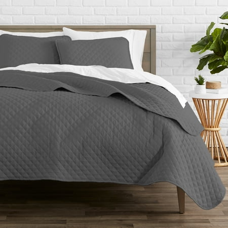 Plum Bedspread King Bare Home Premium Diamond Stitched 3 Piece Coverlet Set - Ultra-Soft Luxurious Lightweight All Season Bedspread (Full/Queen, Gray) ()