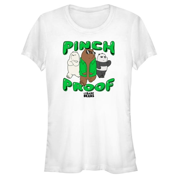 Junior's We Bare Bears St. Patrick's Day Pinch Proof  Graphic Tee White Small