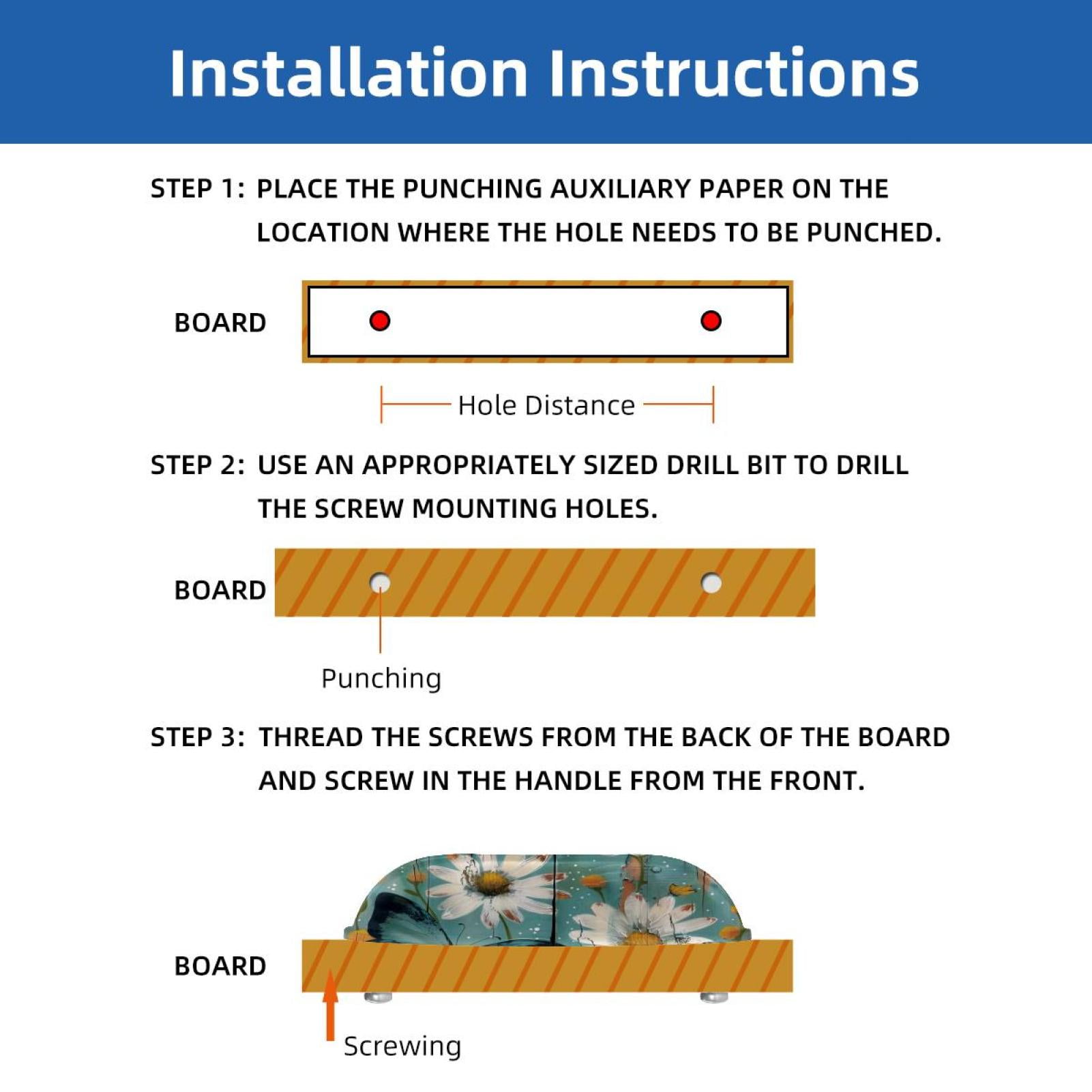 PhooArto 6 Pcs Cup Drawer Pulls, Wooden Board Teal Daisy Butterfly Pattern Shell Shape Handles Cabinet Knobs for Dresser Cupboard Closet Wardrobe with Screws