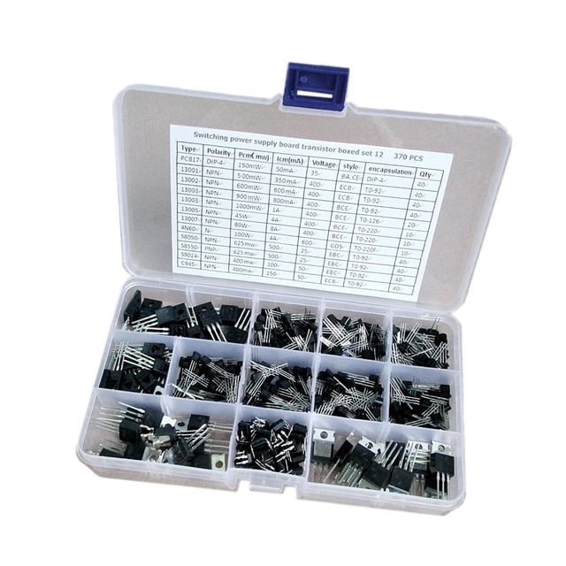 Paquete De 370 Piezas De Caja De Surtido De Transistores De Potencia Encapsulados En Plástico Zulema Transistor de potencia