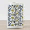 thumbnail image 3 of Garden Ceramic Toothbrush Holder, Romantic Peony Hydrangea and Blue Violet Blossoms in Sketch Art Style, Decorative Versatile Countertop for Bathroom, 4.5" X 2.7", Dark Grey Yellow, 3 of 4