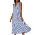 thumbnail image 5 of Snorda Women's Striped Dress Summer Round Neck Sleeveless Striped Solid Color Casual Dress Flowy Sundress Ideal for Daily Wear Beach Vacation & Party, 5 of 7