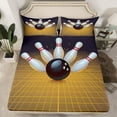 thumbnail image 2 of Castle Fairy Gamer Bowling 4-Piece Queen Sheet Set: Geometric Plaid Sport Theme Breathable Ball Game, 2 of 7