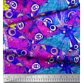 thumbnail image 2 of Soimoi Blue Japan Crepe Satin Fabric Colorful Butterfly Printed Craft Fabric by the Yard 42 Inch Wide, 2 of 3