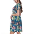 thumbnail image 2 of Disketp Colorful Flowers para Vestido de Manga Corta para Mujeres, Vestidos de Verano para Mujeres, Casual y Holgado para la Playa, 2 of 6